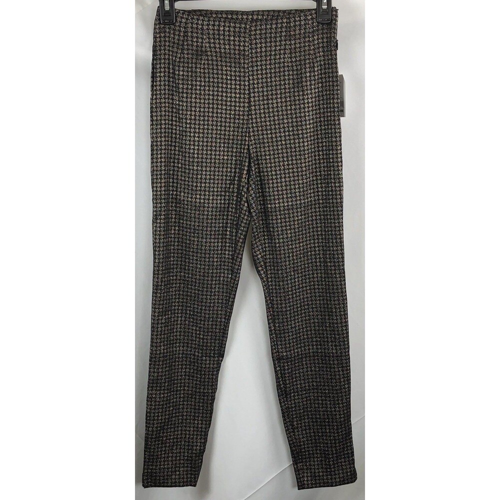 NWT Millennium Skinny Pants 2 Blk Bronze Metallic HighRise 23"W Slit Club Metal